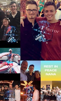 a collage of pictures of people on a boat