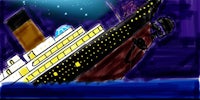 a drawing of a ship in the water